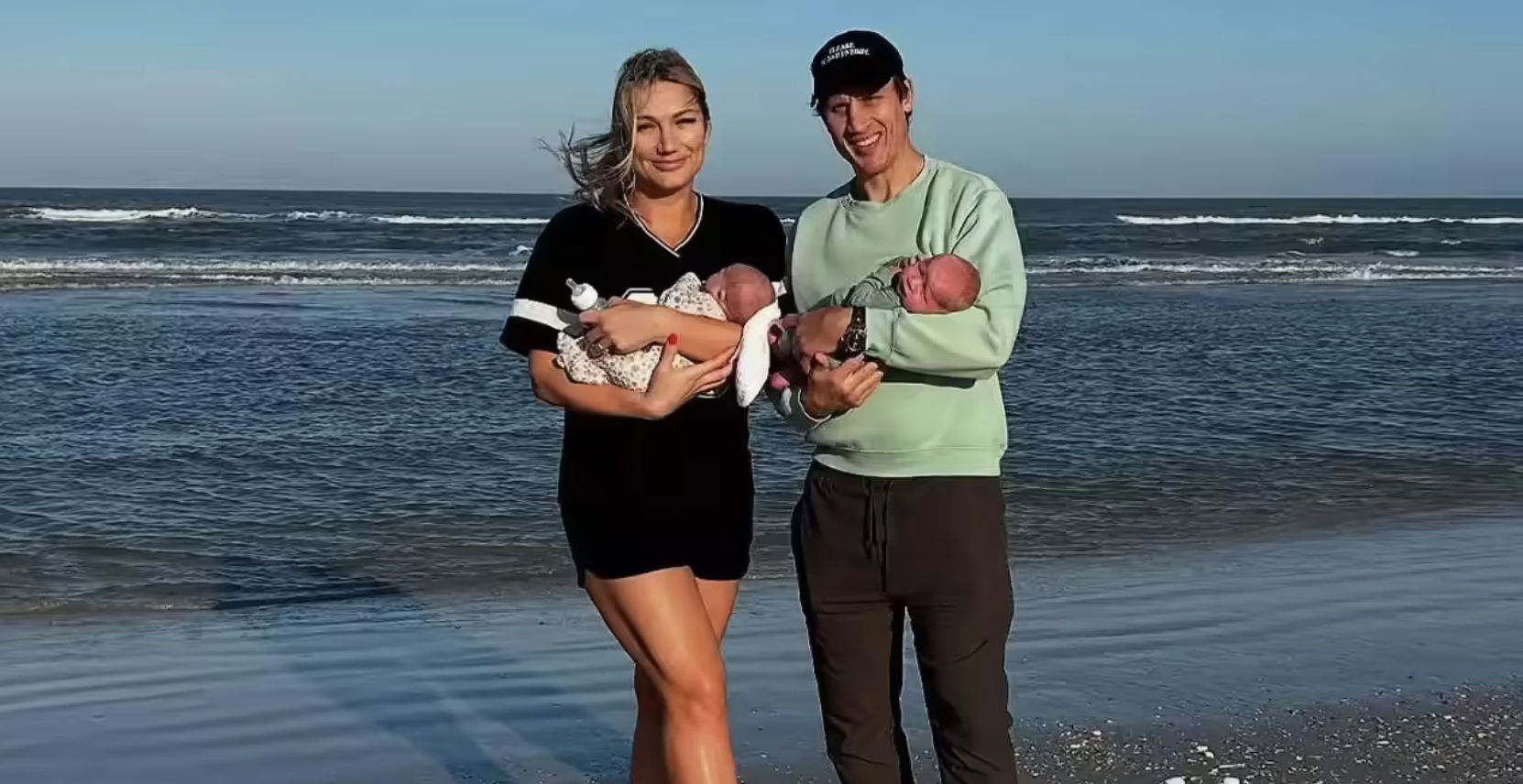 Brooke and her family at the beach with twins